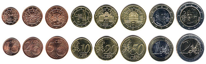 монеты евро Австрии