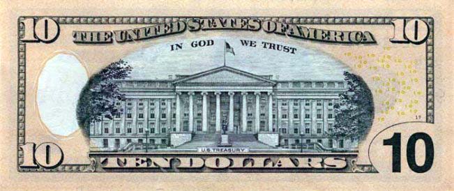 10 долларов США реверс