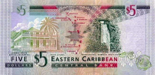5 восточно-карибских долларов